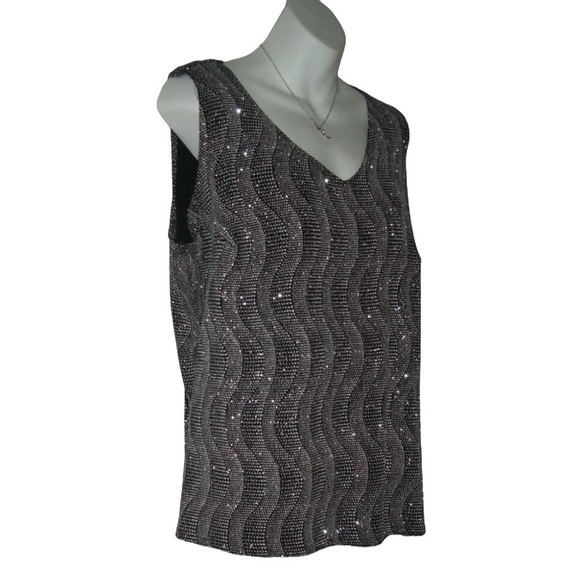 Vintage 90s Onyx Nite By Wendye Chaitin Blouse Cardigan Jewel Plus Mob Wife Jazz - Picture 9 of 14